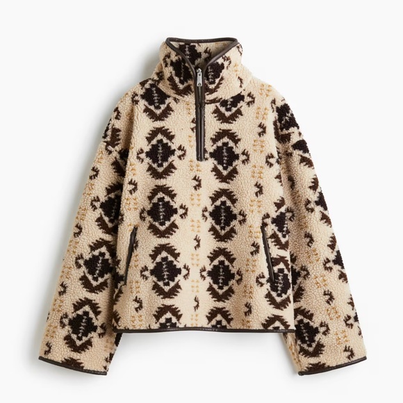 HALF ZIP TEDDY FLEECE JACKET - Picture 1 of 6